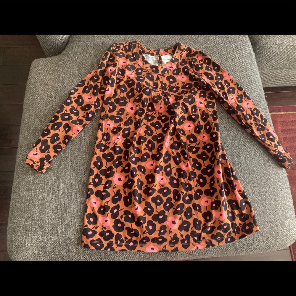 Hanna Andersson Brown & Pink Floral Dress; 140